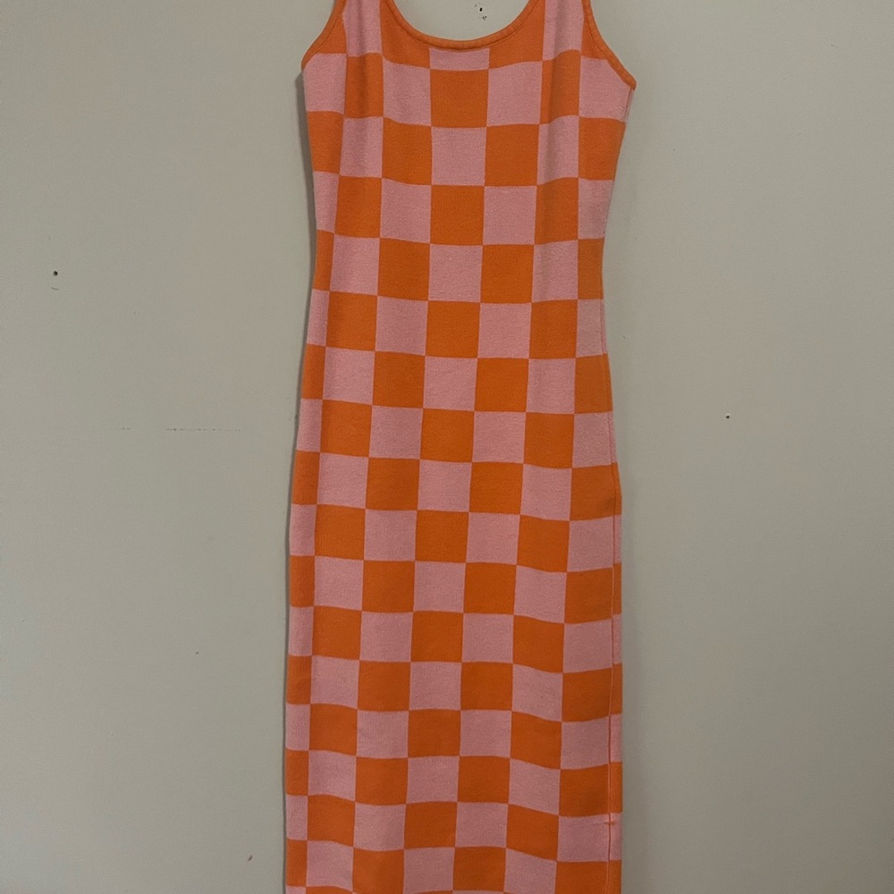 Pink and Orange Checkered Dress